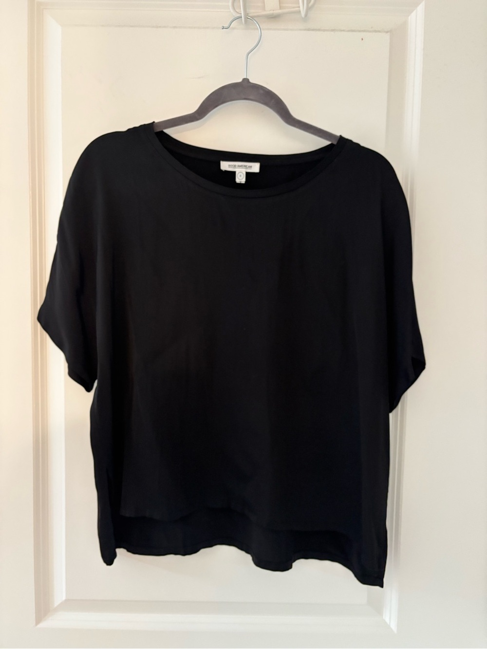 Good American Black Short Sleeve Boxy Tee
